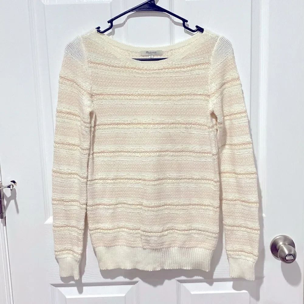 Madewell Peaches Cream Strip Knit Pullover Sweater